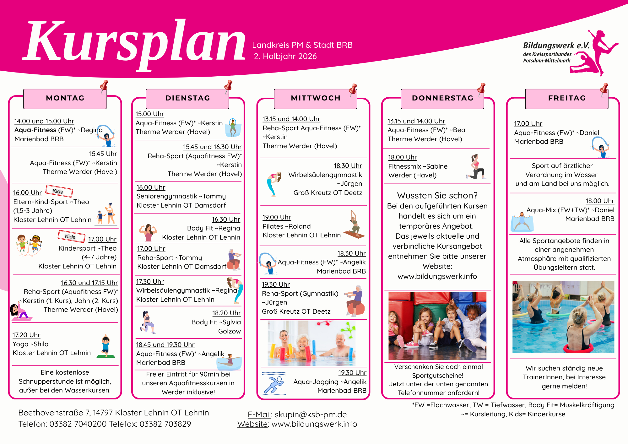 Kursplan 2. Halbjahr 2026